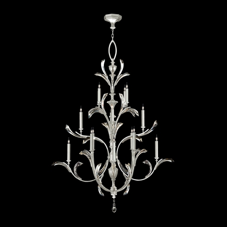 702040-SF4 Fine Art Lamps Beveled Arcs 56"W Round Chandelier with Silver Finish