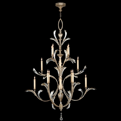 702040 Fine Art Lighting Beveled Arcs 56"W Round Chandelier with Silver Finish