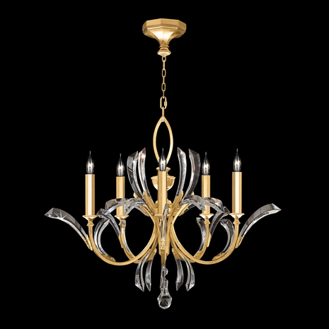 702240-SF3 Fine Art Lighting Beveled Arcs 36"W Round Chandelier with Gold Leaf Finish