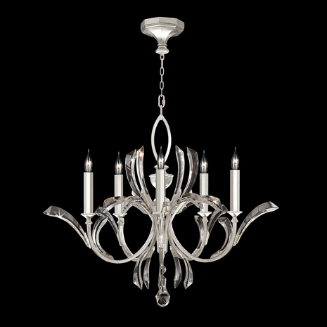 702240-SF4 Fine Art Lamps Beveled Arcs 36"W Round Chandelier with Silver Finish
