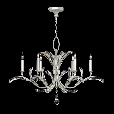 702440-SF4 Fine Art Lighting Beveled Arcs 42"W Round Chandelier with Silver Leaf Finish