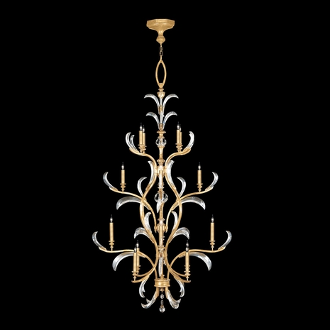 704040-SF3 Fine Art Lighting Beveled Arcs 48"W Round Chandelier with Gold Leaf Finish