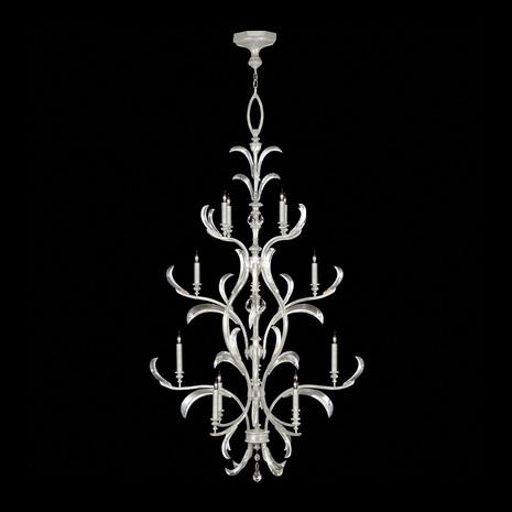 704040-SF4 Fine Art Lighting Beveled Arcs 48"W Round Chandelier with Silver Leaf Finish