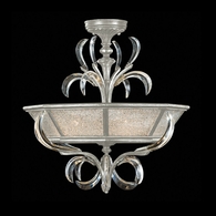 704340-SF4 Fine Art Lighting Beveled Arcs 26"W Round Semi-Flush Mount with Silver Leaf Finish