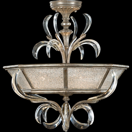 704340ST Fine Art Lighting Beveled Arcs 26"W Round Semi-Flush Mount with Silver Finish