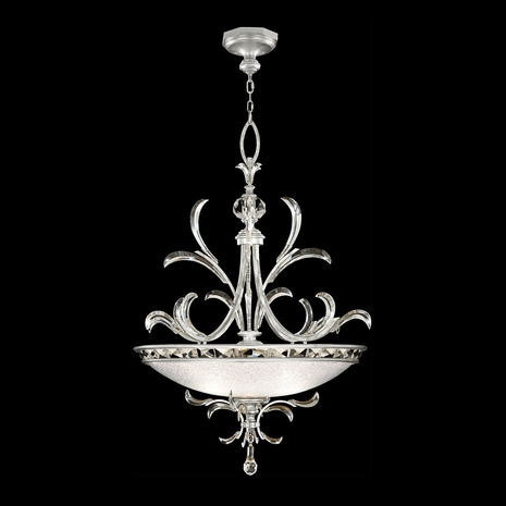 704440-SF4 Fine Art Lighting Beveled Arcs 44"W Round Pendant with Silver Leaf Finish