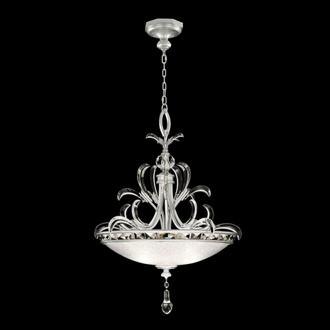 704540-4 Fine Art Lighting Beveled Arcs 32"W Round Pendant with Silver Leaf Finish