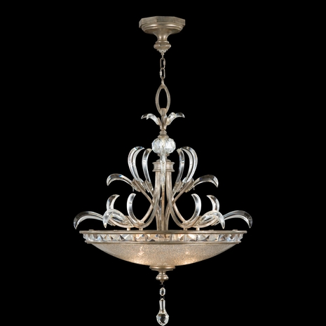 704540ST Fine Art Lighting Beveled Arcs 32"W Round Pendant with Silver Finish