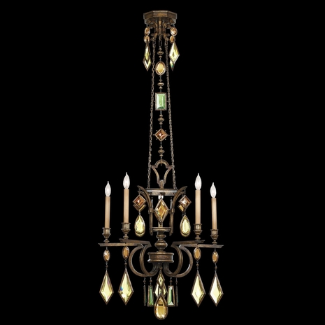 708340-1ST Fine Art Lamps Encased Gems 27"W Round Chandelier with Bronze Finish