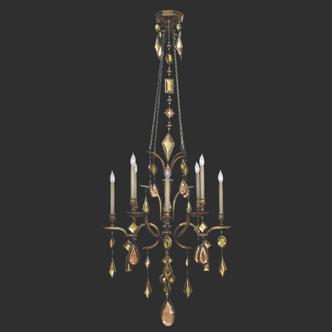 708640-1ST Fine Art Lamps Encased Gems 31"W Round Chandelier with Bronze Finish
