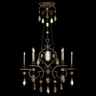 708940-1ST Fine Art Lamps Encased Gems 50"W Oblong Chandelier with Bronze Finish