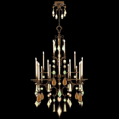 709440-1ST Fine Art Lamps Encased Gems 53"W Round Chandelier with Bronze Finish