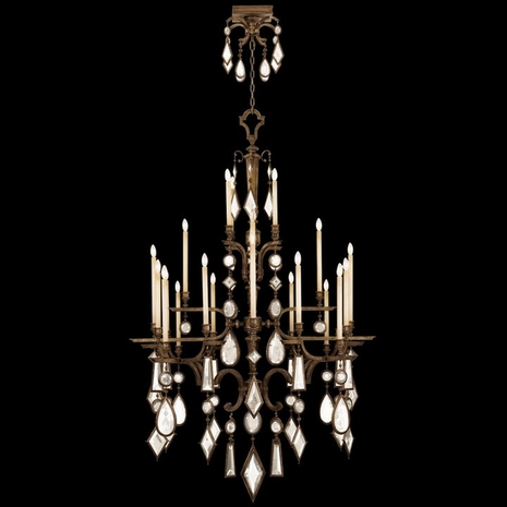 709440-3ST Fine Art Lamps Encased Gems 53"W Round Chandelier with Bronze Finish