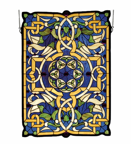 71030 Meyda Tiffany Nouveau Gaelic Tapestry In Blue Window