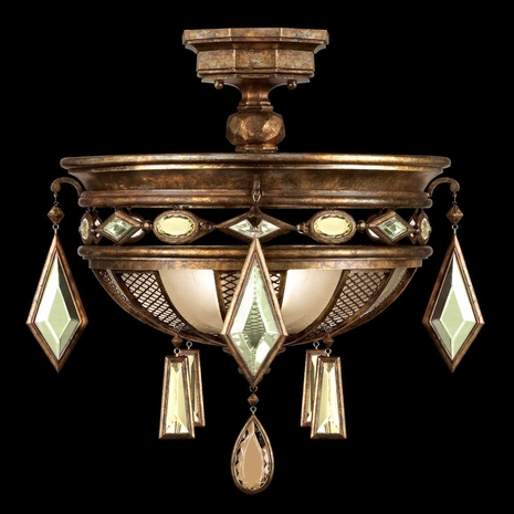 711440-1ST Fine Art Lamps Encased Gems 26 inch 3 Light Semi-Flush Mount