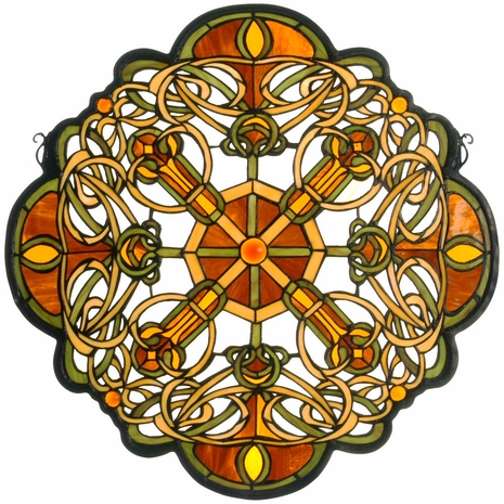71235 Meyda Tiffany 25"W X 25"H Galway Medallion Stained Glass Window