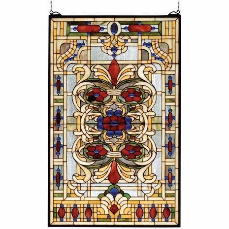 71268 Meyda Tiffany 22"W X 35"H Estate Floral Stained Glass Window