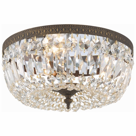 714-EB-CL-MWP Crystorama Crystorama 3 Light English Bronze Hand Cut Crystal Flush Mount