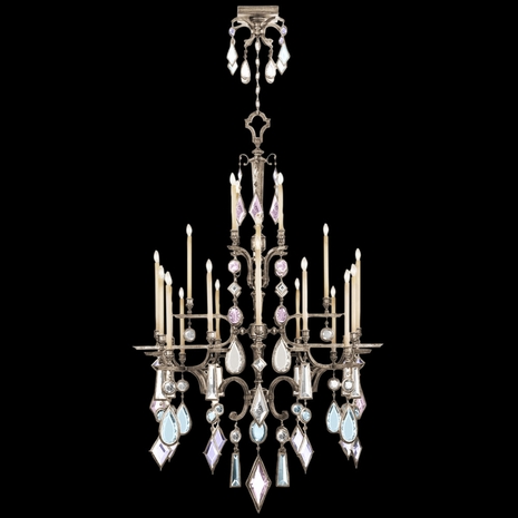 714040-1ST Fine Art Lamps Encased Gems 53"W Round Chandelier with Silver Finish