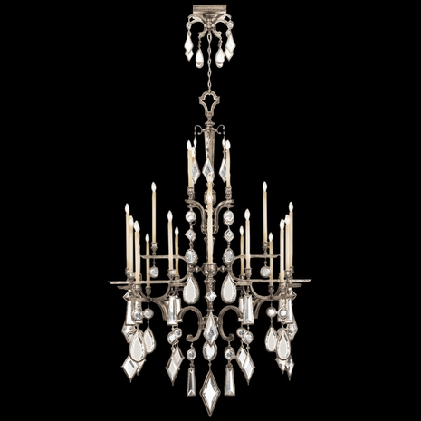 714040-3ST Fine Art Lamps Encased Gems 53"W Round Chandelier with Silver Finish