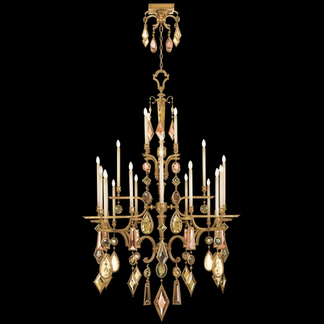 714640-1ST Fine Art Lamps Encased Gems 53"W Round Chandelier with Gold Finish
