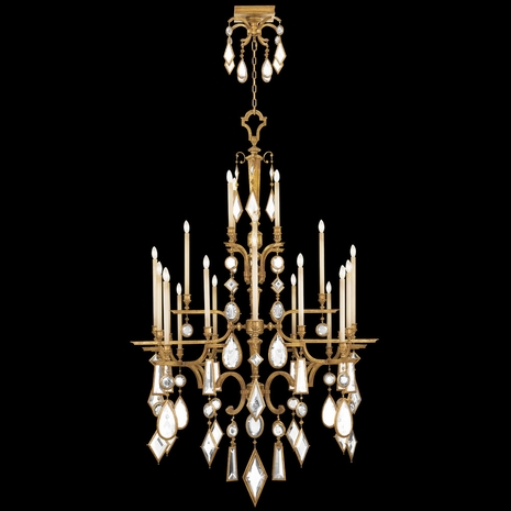714640-3ST Fine Art Lamps Encased Gems 53"W Round Chandelier with Gold Finish