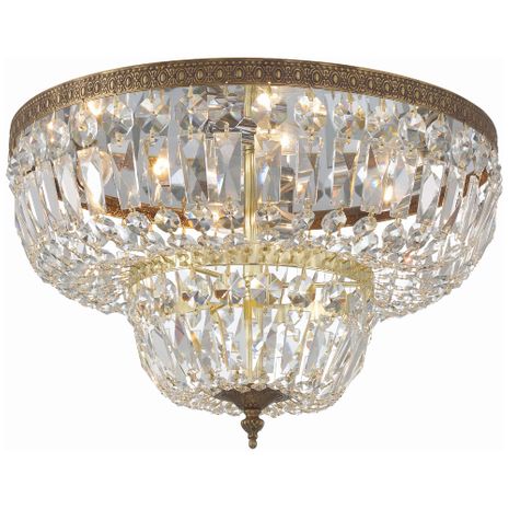 718-OB-CL-MWP Crystorama Crystorama 4 Light Clear Hand Cut Olde Brass Flush Mount