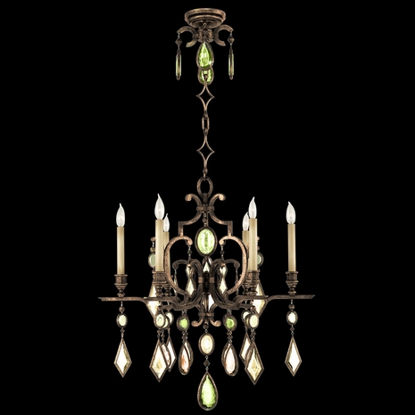 718240-1ST Fine Art Lamps Encased Gems 29"W Round Chandelier with Bronze Finish