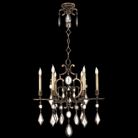 718240-3ST Fine Art Lamps Encased Gems 29"W Round Chandelier with Bronze Finish
