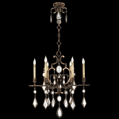 718240-3ST Fine Art Lamps Encased Gems 29"W Round Chandelier with Bronze Finish