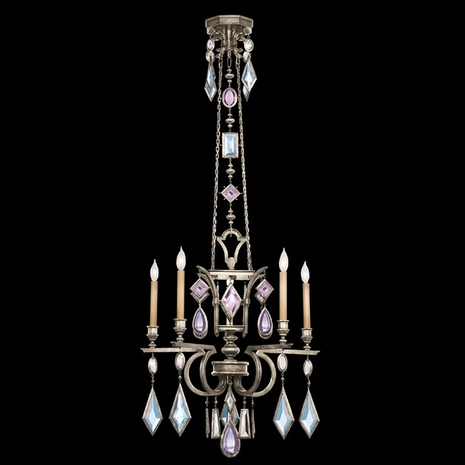 719440-1ST Fine Art Lamps Encased Gems 27"W Round Chandelier with Silver Finish