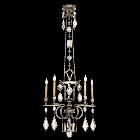 719440-3ST Fine Art Lamps Encased Gems 27"W Round Chandelier with Silver Finish