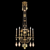 719540-1ST Fine Art Lamps Encased Gems 27"W Round Chandelier with Gold Finish