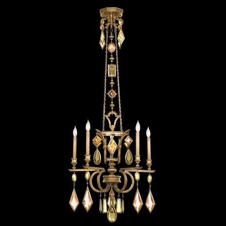 719540-1ST Fine Art Lamps Encased Gems 27"W Round Chandelier with Gold Finish