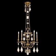 719540-3ST Fine Art Lamps Encased Gems 27"W Round Chandelier with Gold Finish