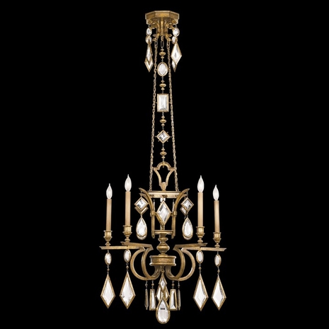 719540-3ST Fine Art Lamps Encased Gems 27"W Round Chandelier with Gold Finish