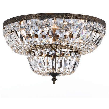 724-EB-CL-SAQ Crystorama Crystorama 6 Light Spectra Crystal English Bronze Flush Mount