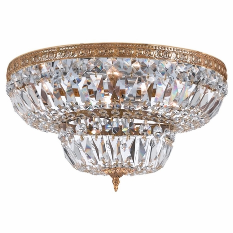 724-OB-CL-S Crystorama Crystorama 6 Light Swarovski Strass Crystal Olde Brass Flush Mount