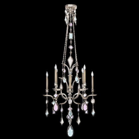 725440-1ST Fine Art Lamps Encased Gems 31"W Round Chandelier with Silver Finish