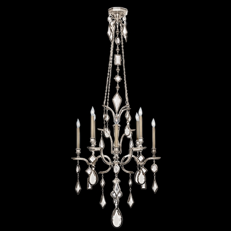 725440-3ST Fine Art Lamps Encased Gems 31"W Round Chandelier with Silver Finish