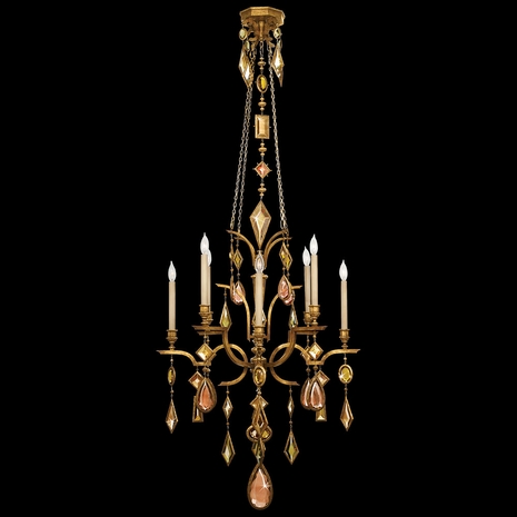 725640-1ST Fine Art Lamps Encased Gems 31"W Round Chandelier with Gold Finish