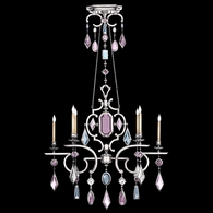 725940-1ST Fine Art Lamps Encased Gems 50"W Oblong Chandelier with Silver Finish