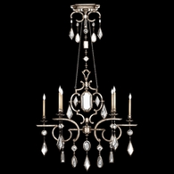 725940-3ST Fine Art Lamps Encased Gems 50"W Oblong Chandelier with Silver Finish
