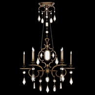 726040-3ST Fine Art Lamps Encased Gems 50"W Oblong Chandelier with Gold Finish