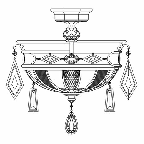 727240-2ST Fine Art Lamps Encased Gems Collection Semi-Flush Mount