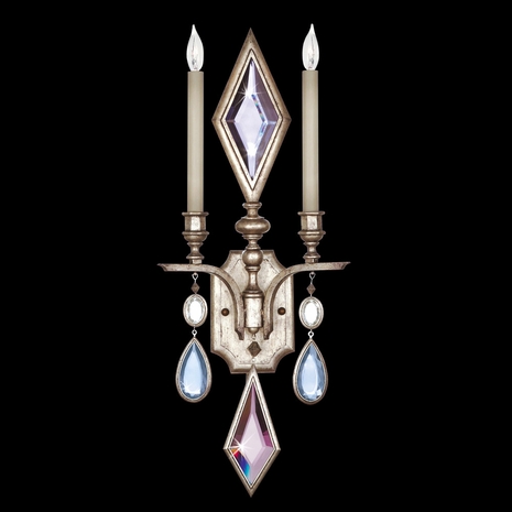 729050-1ST Fine Art Lamps Encased Gems 29"H Sconce with Silver Finish