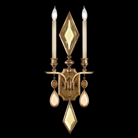 729150-1ST Fine Art Lamps Encased Gems 29"H Sconce with Gold Finish