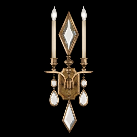 729150-3ST Fine Art Lamps Encased Gems 29"H Sconce with Gold Finish
