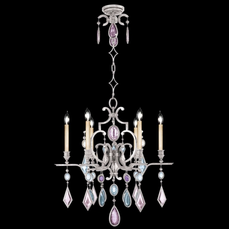 729440-1ST Fine Art Lamps Encased Gems 29"W Round Chandelier with Silver Finish