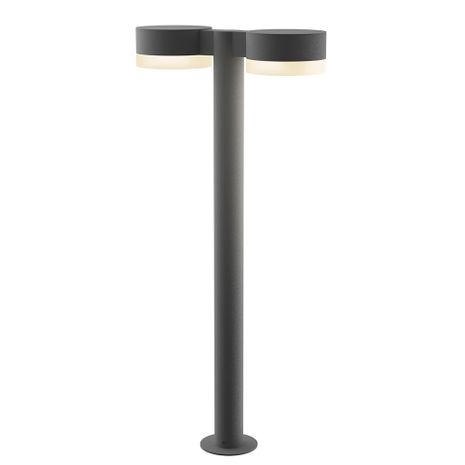 7308.PC.FW.74-WL Sonneman REALS Inside-Out 28" LED Double Bollard with Textured Gray Finish